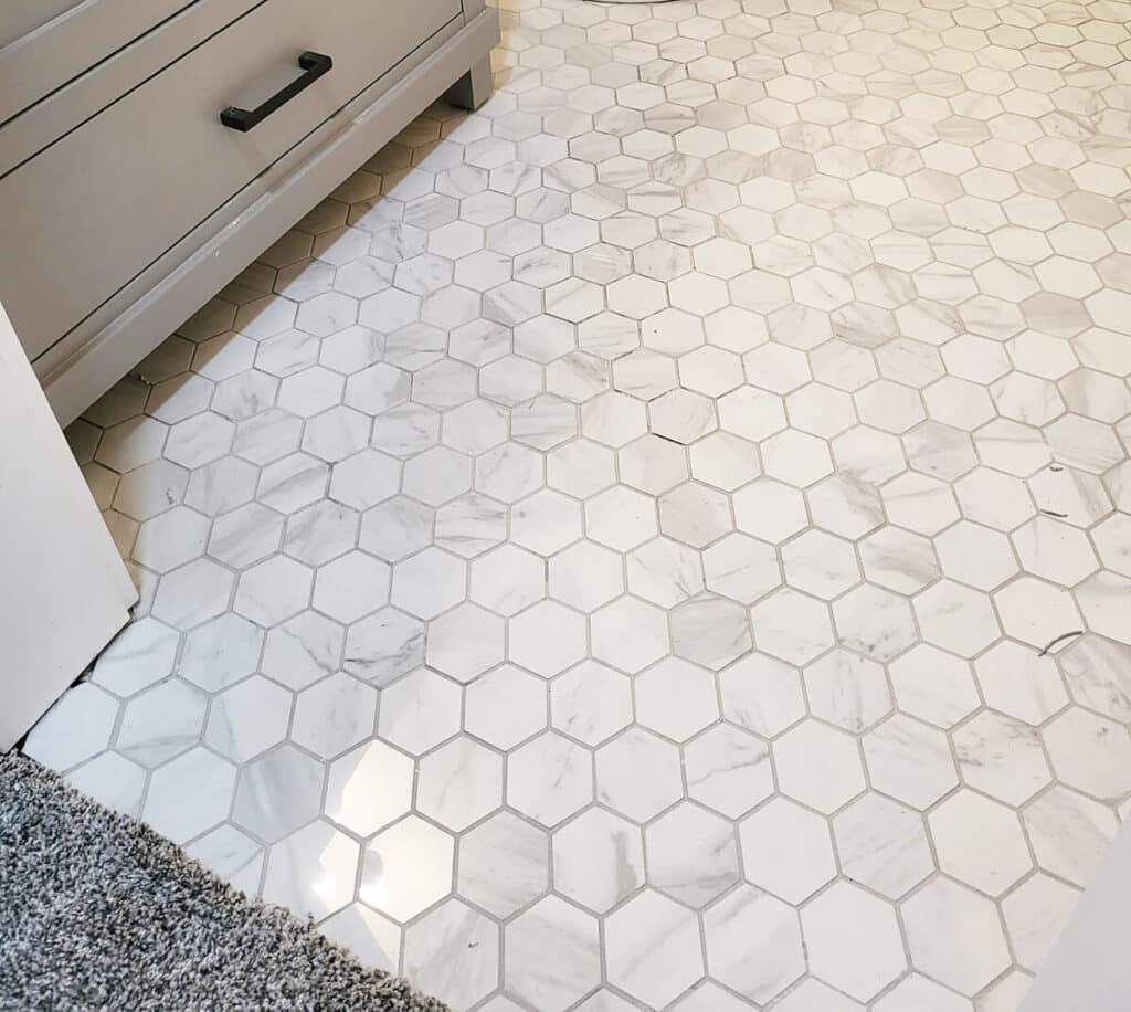 Bathroom marble hexagon tile